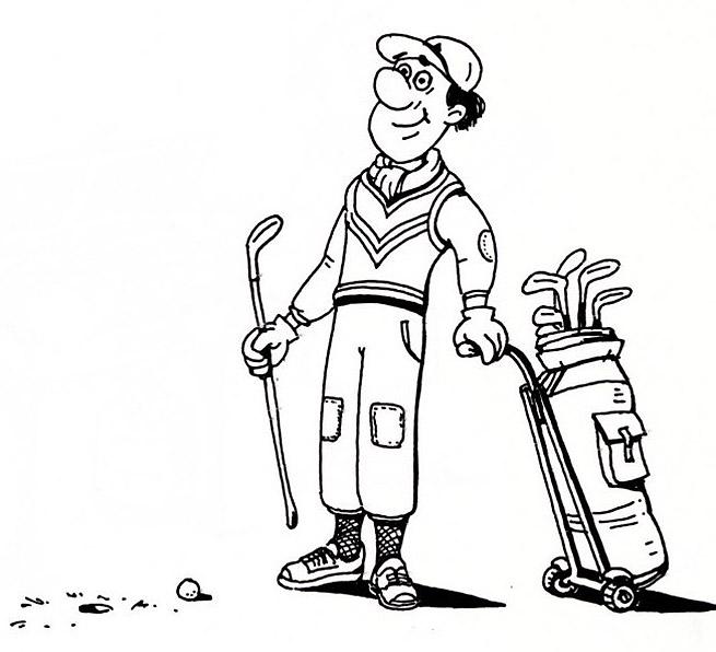 Golfer - Illustration von Jon Mincu, Fine-Press-Atelier, Berlin - Künstler, Illustrator, Zeichner, Maler für Kunst, Wissenschaft, Belletristik und Kinderbücher