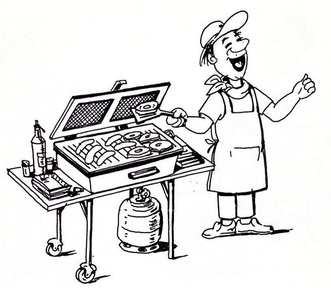 Grill-Mann - Illustration von Jon Mincu, Fine-Press-Atelier, Berlin - Künstler, Illustrator, Zeichner, Maler für Kunst, Wissenschaft, Belletristik und Kinderbücher